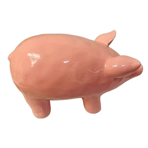 Handmade Pink Ceramic Piggy Bank Decorative Home Accent - Picture 1 of 6
